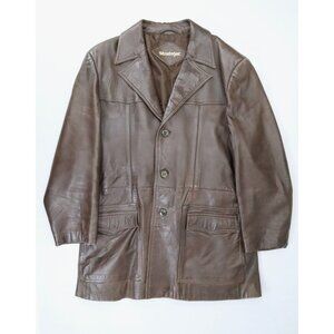 Vintage Stratojac Leather Jacket Mens 44 Brown 70s 80s Lined‎ Button Up Casual